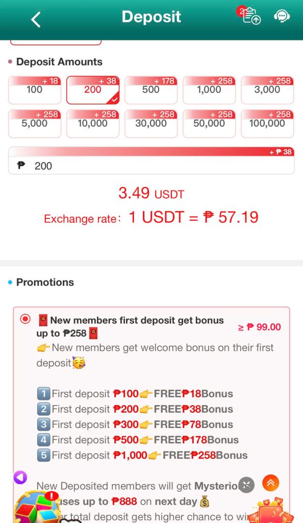 💥 Step 2: Enter the deposit amount you want to make with USDT.
