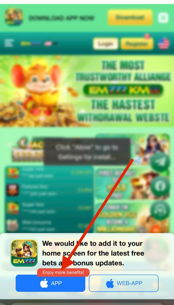 💥 Step 2: Click on the app download option for iOS devices.