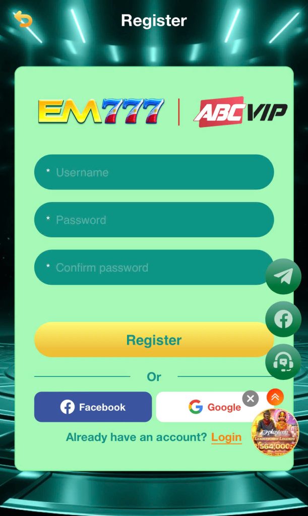 💥 Step 2: Players fill in the registration information
